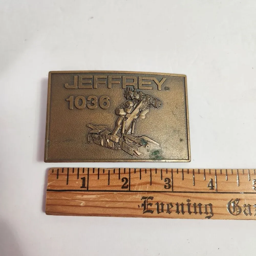 Mens Vintage Belt Buckle Mining JEFFREY 1028 3D Graphic 80’s Collectible